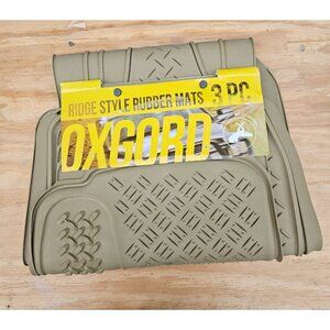 OxGord Vehicle Ridge Style Rubber Floor Mats BeigeI Motoe Interior Parts